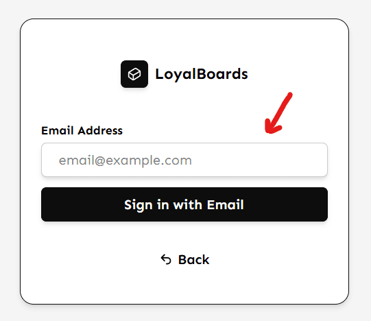 Login Screen Example showing email input